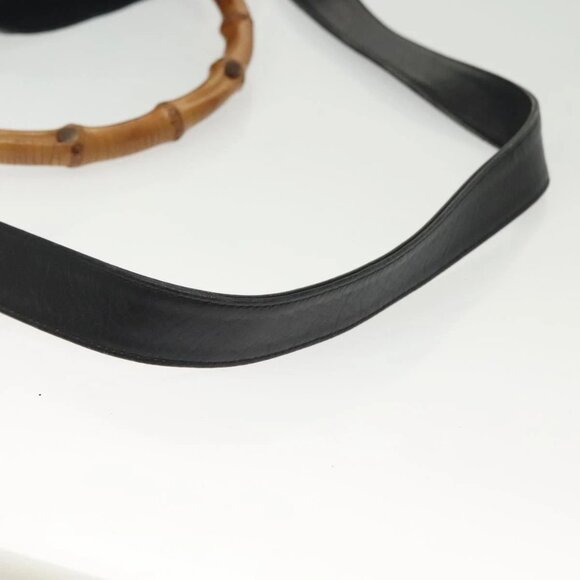 GUCCI Bamboo Hand Bag Leather 2way Black Gold 001 2852 1577 0 Auth ep10073 - Picture 4 of 16
